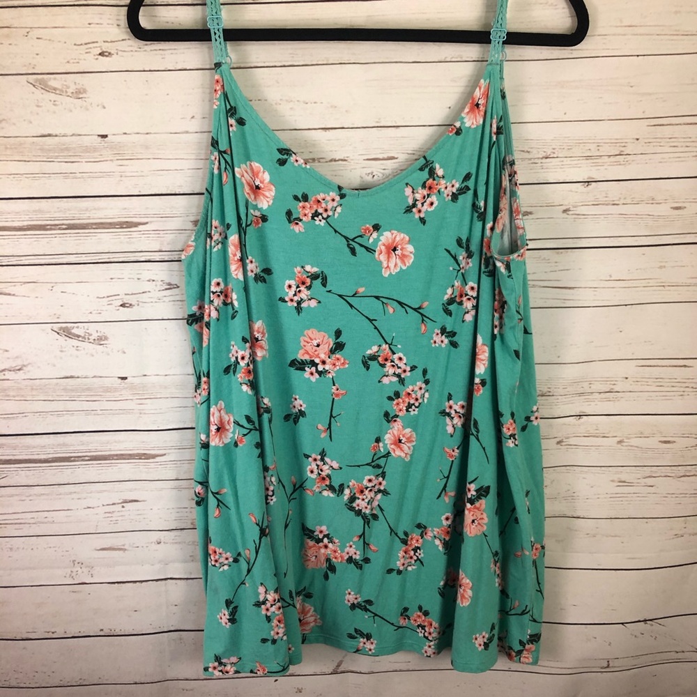 Torrid size 3 swing tank top cami aqua floral